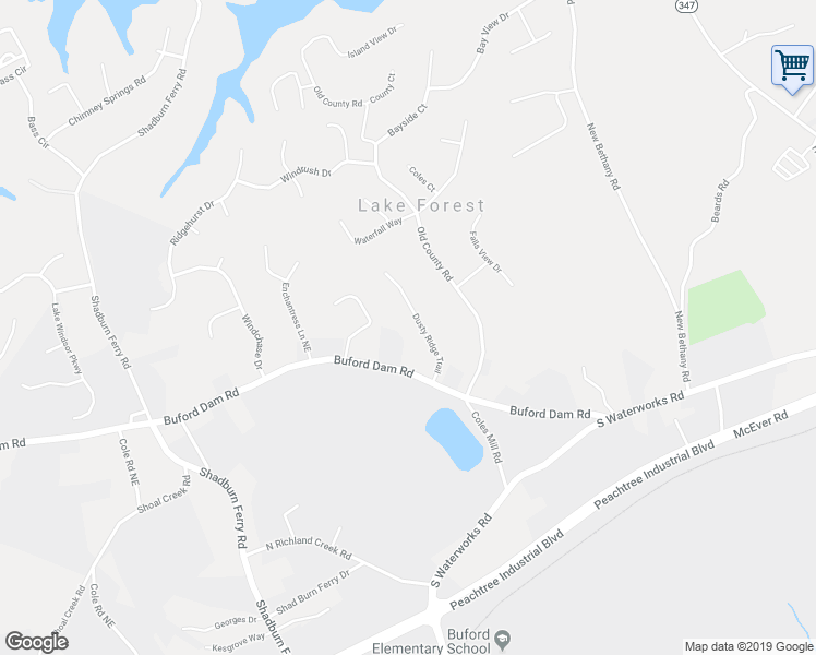 map of restaurants, bars, coffee shops, grocery stores, and more near 5630 Dusty Ridge Trail in Buford