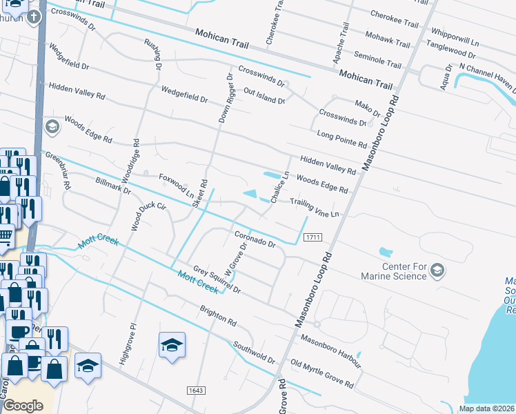map of restaurants, bars, coffee shops, grocery stores, and more near 244 Foxwood Lane in Wilmington