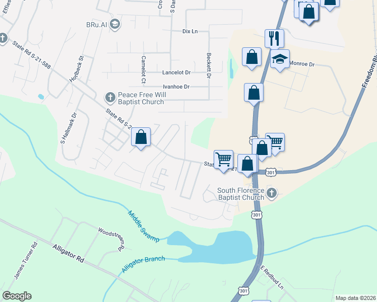 map of restaurants, bars, coffee shops, grocery stores, and more near 2684 South Encino Drive in Florence
