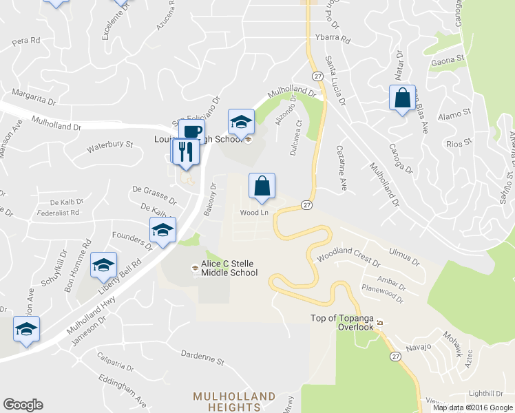 map of restaurants, bars, coffee shops, grocery stores, and more near 4201 Topanga Canyon Blvd in Los Angeles
