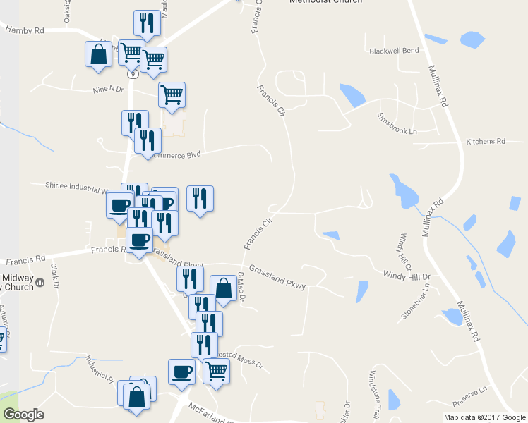 map of restaurants, bars, coffee shops, grocery stores, and more near 3750 Francis Circle in Alpharetta