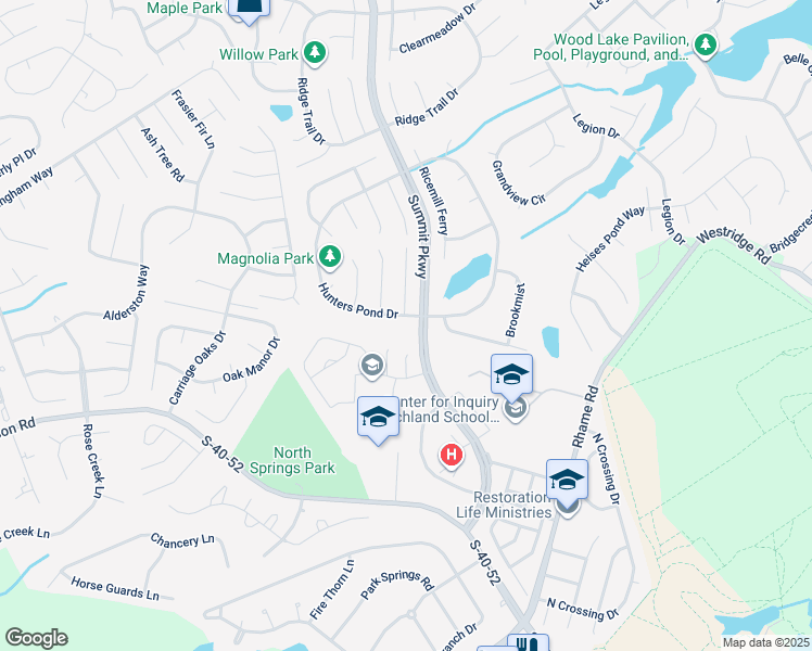 map of restaurants, bars, coffee shops, grocery stores, and more near 124 Hunters Pond Drive in Columbia