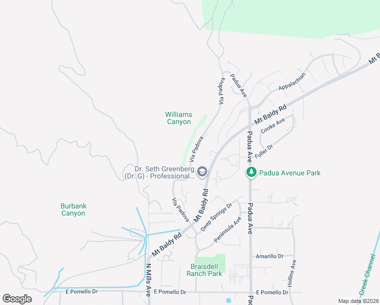 map of restaurants, bars, coffee shops, grocery stores, and more near 4161 Vía Padova in Claremont