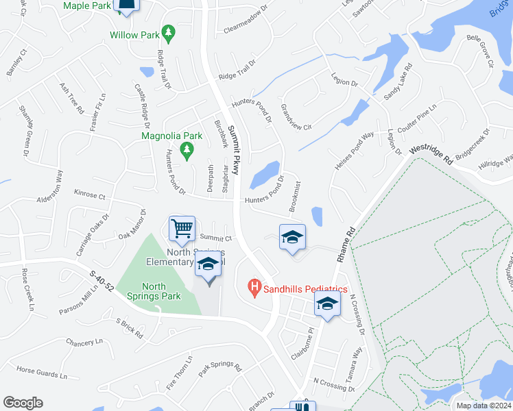 map of restaurants, bars, coffee shops, grocery stores, and more near 4 Hunters Pond Drive in Columbia