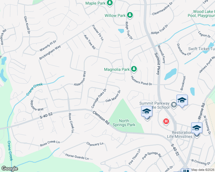 map of restaurants, bars, coffee shops, grocery stores, and more near 304 Carriage Oaks Drive in Columbia