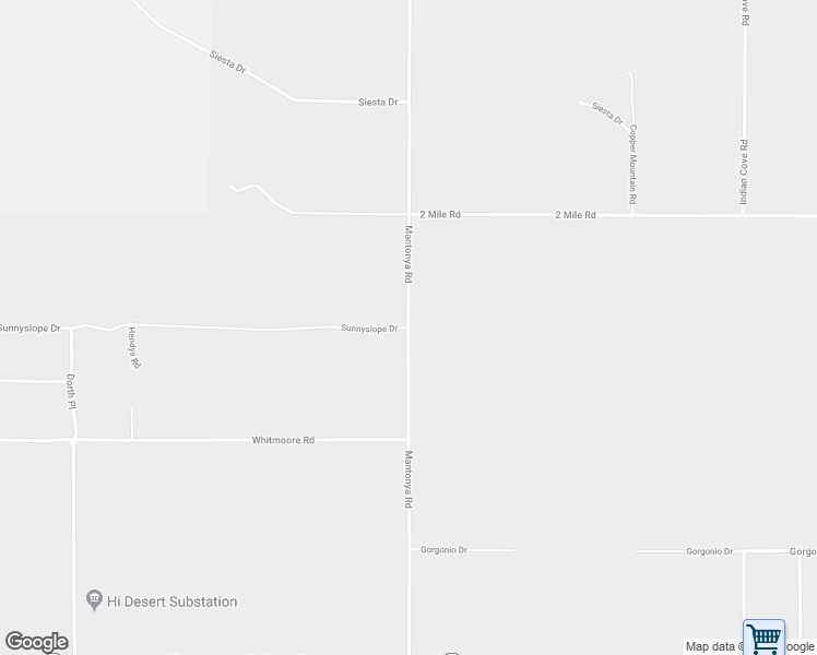 map of restaurants, bars, coffee shops, grocery stores, and more near Mantonya Road in Twentynine Palms