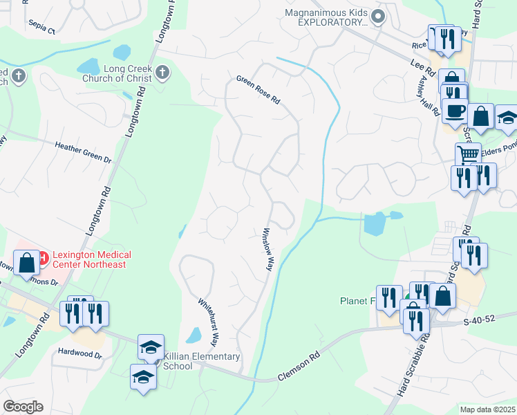 map of restaurants, bars, coffee shops, grocery stores, and more near 8 Cranley Court in Columbia