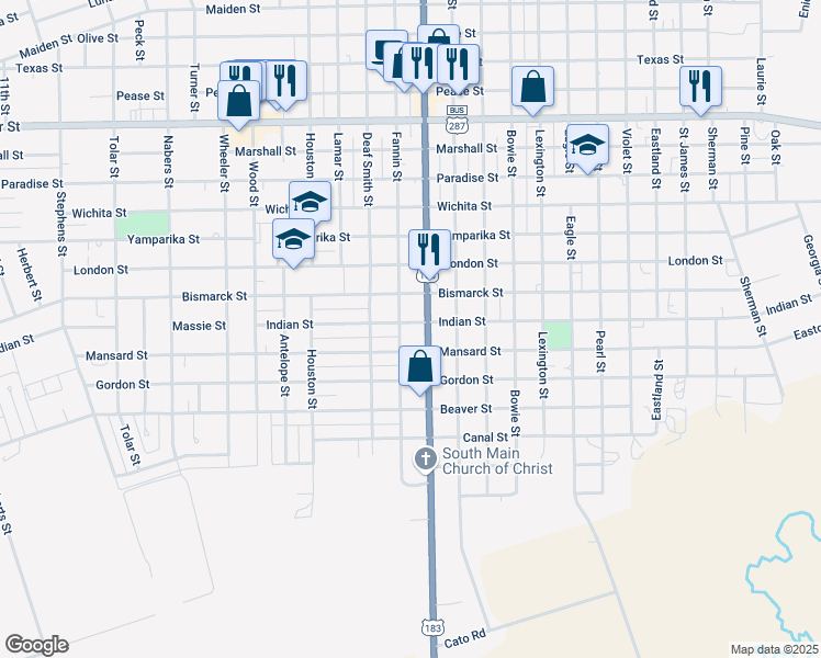 map of restaurants, bars, coffee shops, grocery stores, and more near 1819 Indian Street in Vernon