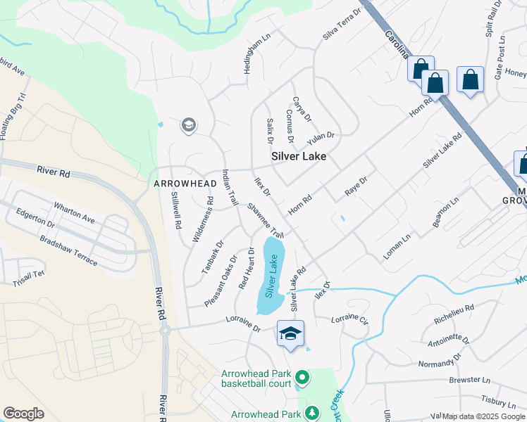 map of restaurants, bars, coffee shops, grocery stores, and more near 622 Shawnee Trail in Wilmington
