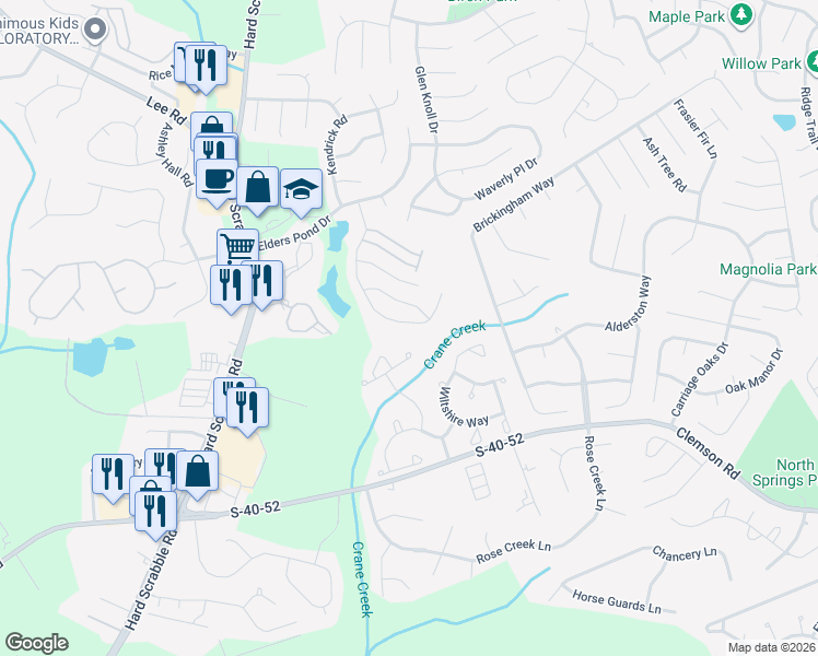 map of restaurants, bars, coffee shops, grocery stores, and more near 348 Elders Pond Circle in Columbia