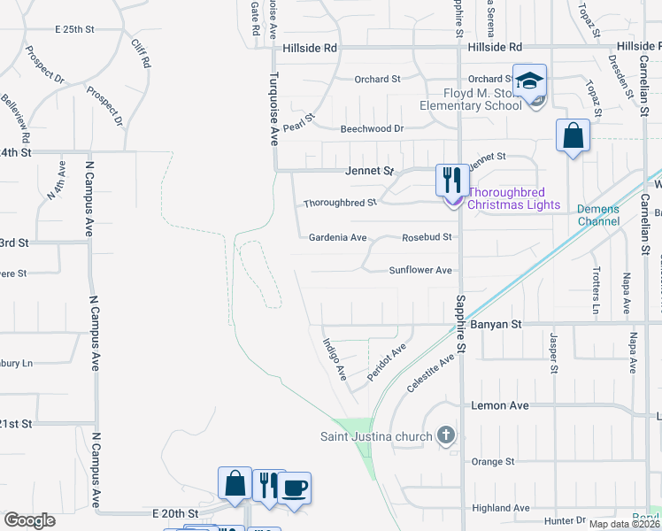 map of restaurants, bars, coffee shops, grocery stores, and more near 8010 Rosebud Street in Rancho Cucamonga
