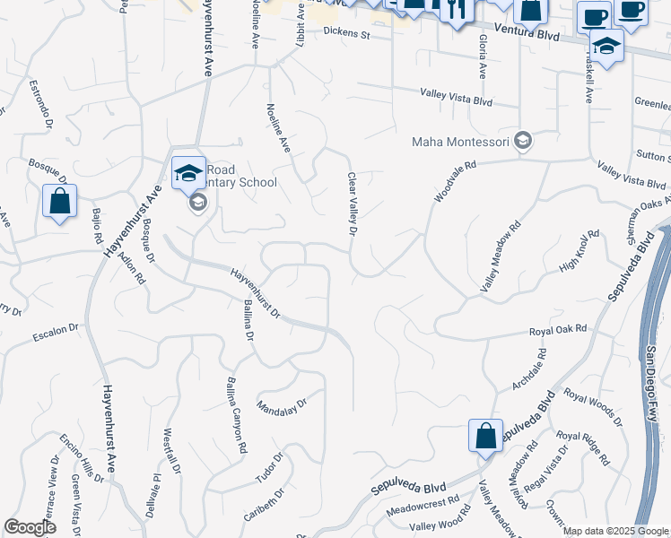 map of restaurants, bars, coffee shops, grocery stores, and more near 4064 Sapphire Drive in Los Angeles