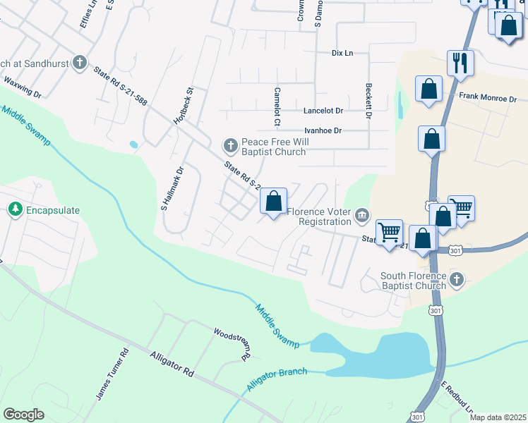 map of restaurants, bars, coffee shops, grocery stores, and more near 530 3rd Loop Road in Florence