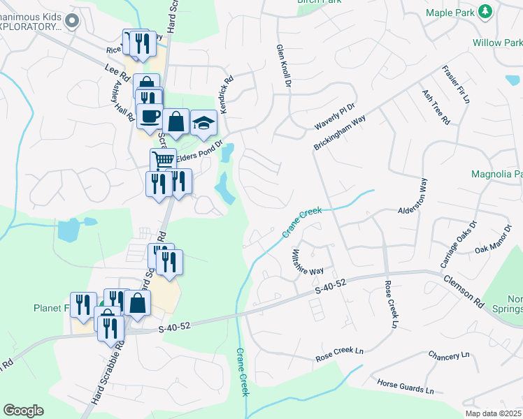 map of restaurants, bars, coffee shops, grocery stores, and more near 336 Elders Pond Circle in Columbia
