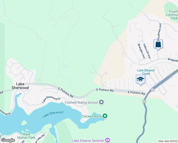 map of restaurants, bars, coffee shops, grocery stores, and more near 1535 Verde Ridge Lane in Thousand Oaks