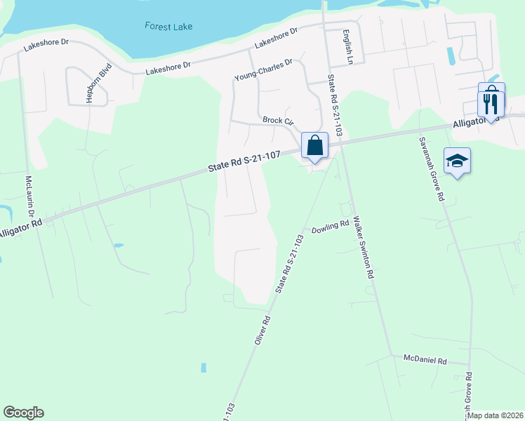 map of restaurants, bars, coffee shops, grocery stores, and more near 2323 Queen Ann Road in Florence