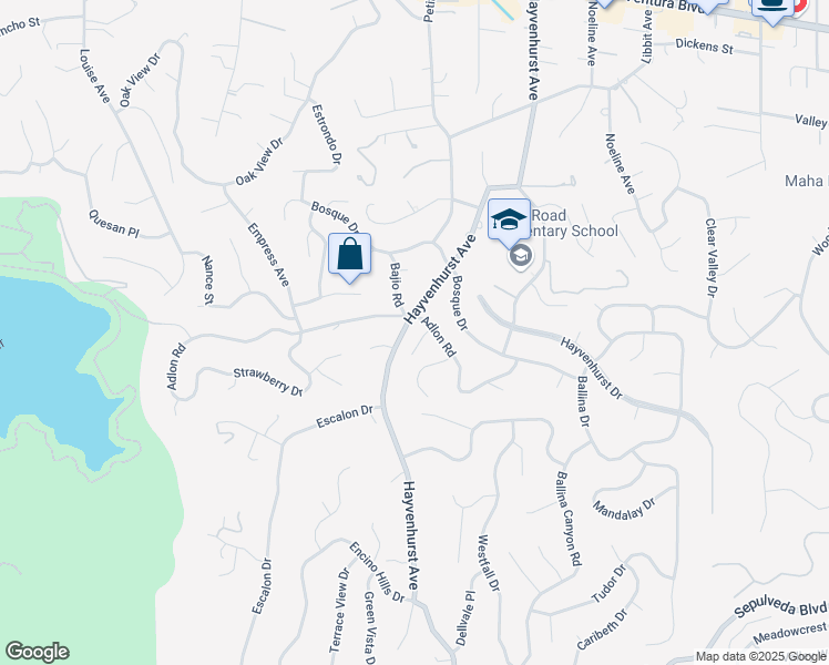 map of restaurants, bars, coffee shops, grocery stores, and more near 4150 Hayvenhurst Avenue in Los Angeles