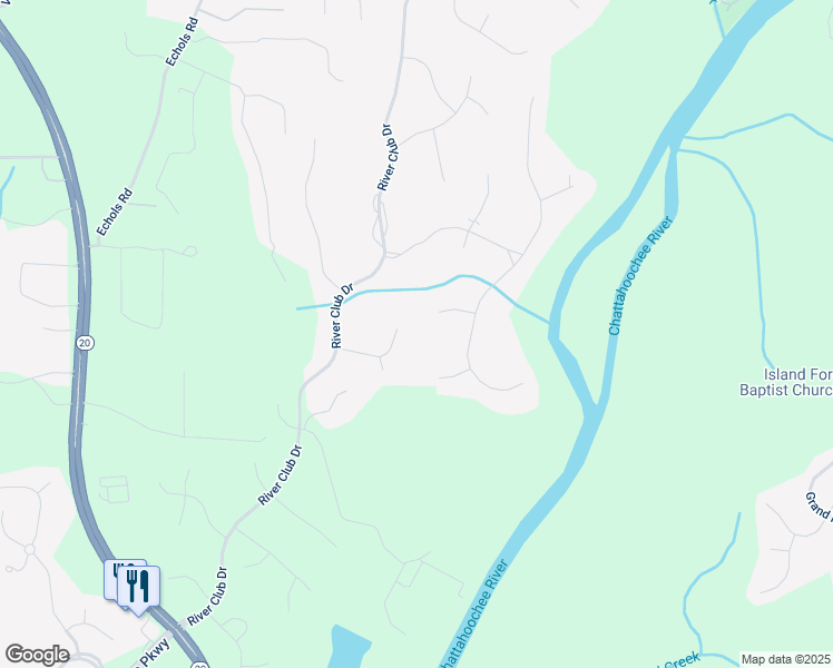 map of restaurants, bars, coffee shops, grocery stores, and more near 3840 High View Court in Cumming