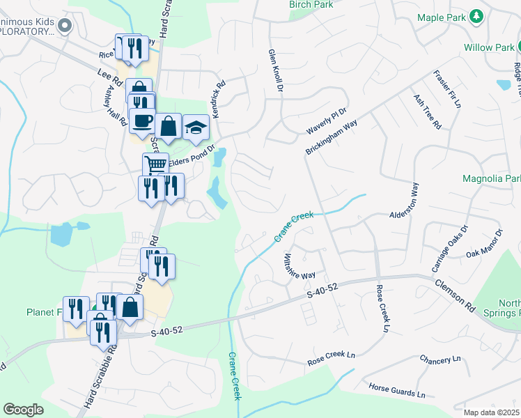 map of restaurants, bars, coffee shops, grocery stores, and more near 336 Elders Pond Circle in Columbia