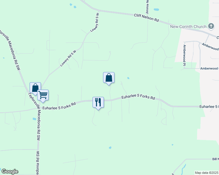 map of restaurants, bars, coffee shops, grocery stores, and more near 654 Euharlee 5 Forks Road in Kingston