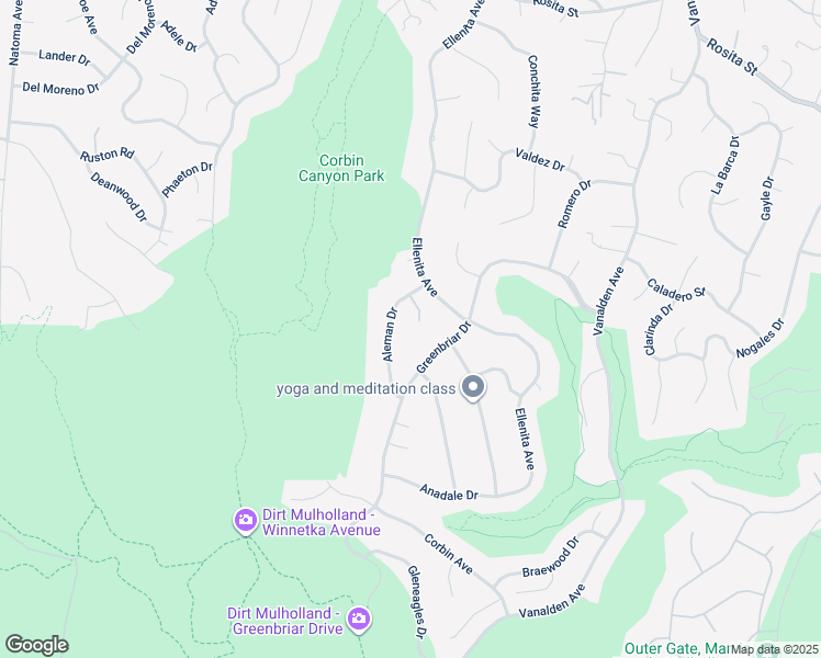 map of restaurants, bars, coffee shops, grocery stores, and more near 4219 Tarzana Estates Drive in Los Angeles