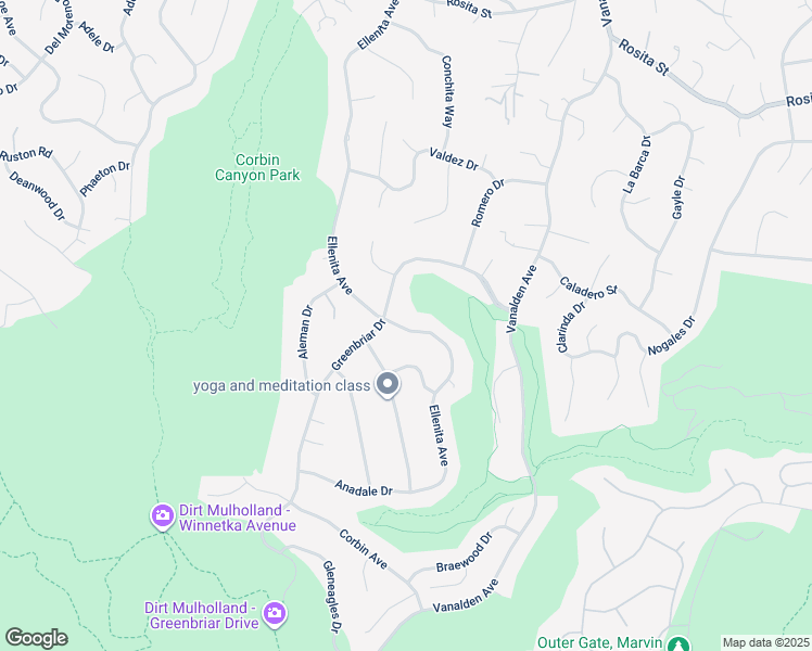map of restaurants, bars, coffee shops, grocery stores, and more near 4164 Tarrybrae Terrace in Los Angeles