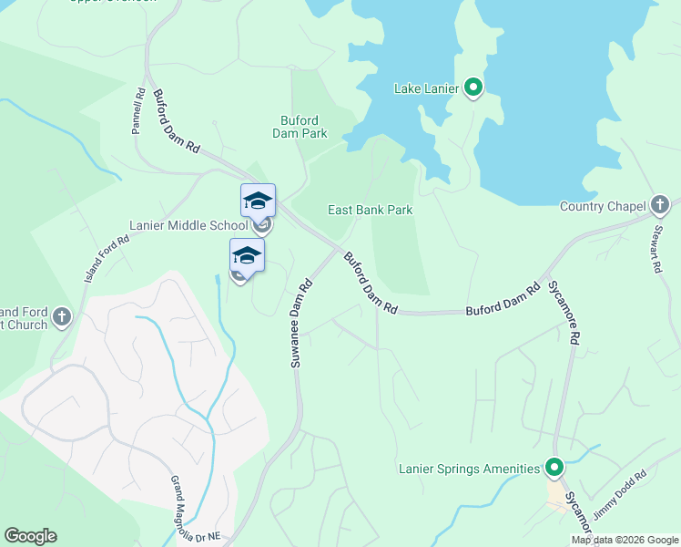 map of restaurants, bars, coffee shops, grocery stores, and more near 6483 Suwanee Dam Road in Sugar Hill