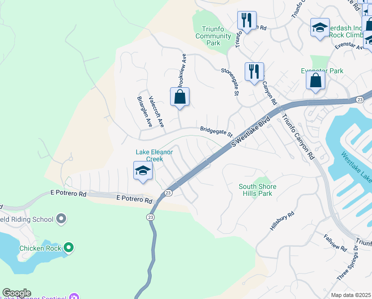 map of restaurants, bars, coffee shops, grocery stores, and more near 1427 Cheswick Place in Westlake Village