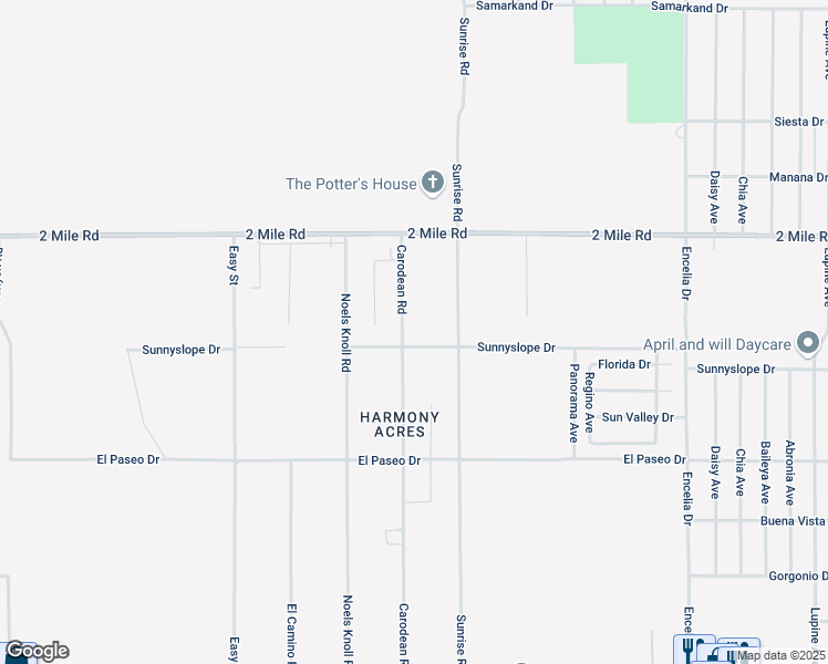 map of restaurants, bars, coffee shops, grocery stores, and more near 5869 Carodean Road in Twentynine Palms