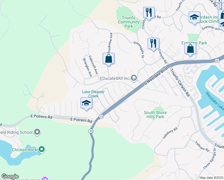 map of restaurants, bars, coffee shops, grocery stores, and more near 1427 Cheswick Place in Westlake Village