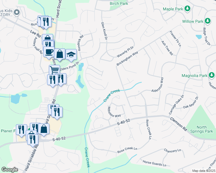 map of restaurants, bars, coffee shops, grocery stores, and more near 406 Elders Pond Circle in Columbia