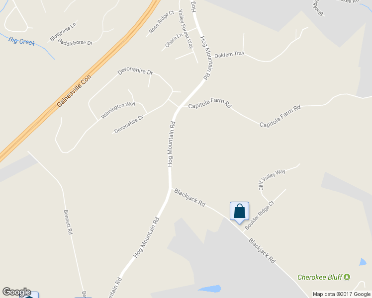 map of restaurants, bars, coffee shops, grocery stores, and more near 5555 Hog Mountain Road in Flowery Branch