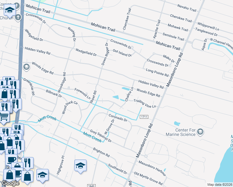 map of restaurants, bars, coffee shops, grocery stores, and more near 244 Foxwood Lane in Wilmington