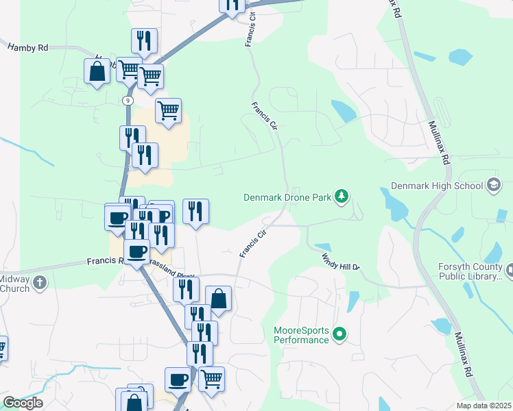 map of restaurants, bars, coffee shops, grocery stores, and more near 3750 Francis Circle in Alpharetta