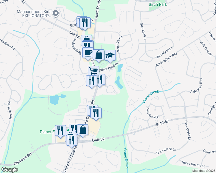 map of restaurants, bars, coffee shops, grocery stores, and more near 4500 Hard Scrabble Road in Columbia