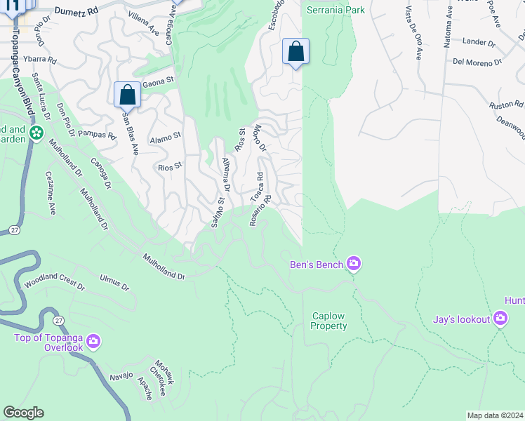 map of restaurants, bars, coffee shops, grocery stores, and more near 4264 Rosario Road in Los Angeles