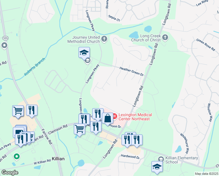 map of restaurants, bars, coffee shops, grocery stores, and more near 35 Cosentino Court in Columbia