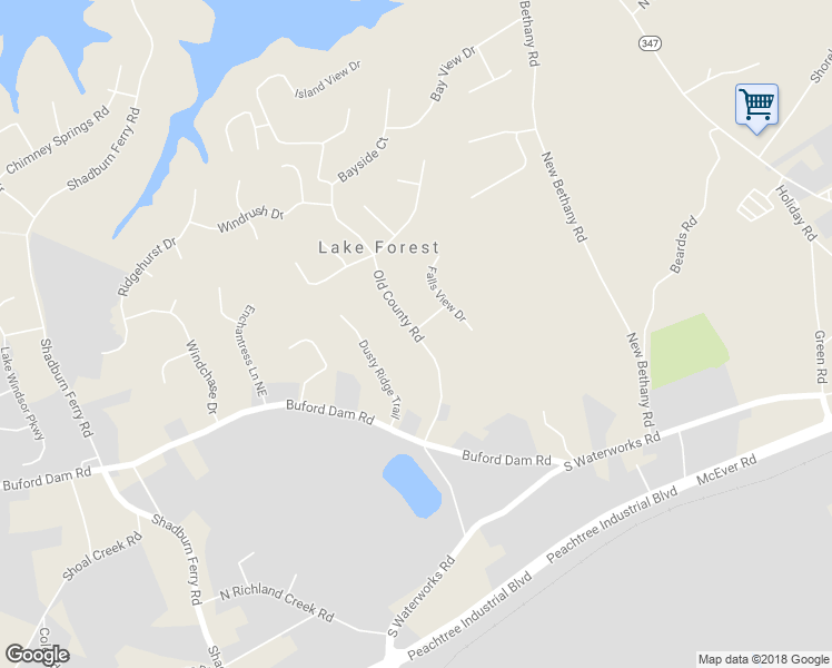 map of restaurants, bars, coffee shops, grocery stores, and more near 5652 Lakeshore Rd in Buford