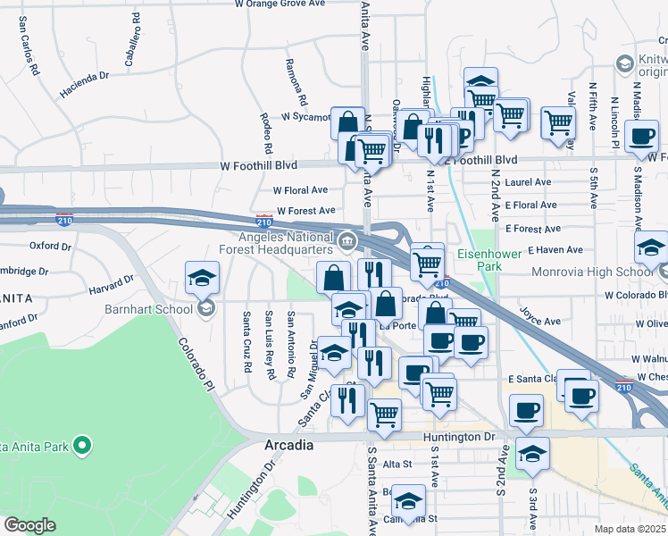 map of restaurants, bars, coffee shops, grocery stores, and more near 605 East Windsor Road in Glendale