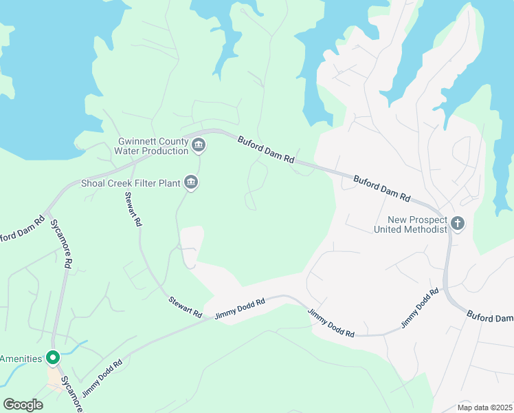 map of restaurants, bars, coffee shops, grocery stores, and more near 6100 Misty Hill Lane in Buford