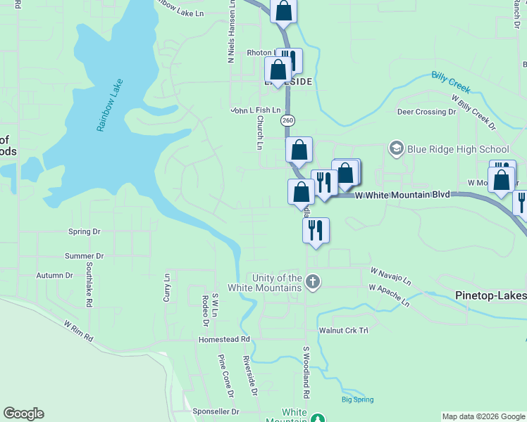 map of restaurants, bars, coffee shops, grocery stores, and more near 1762 Meadow Street in Navajo County