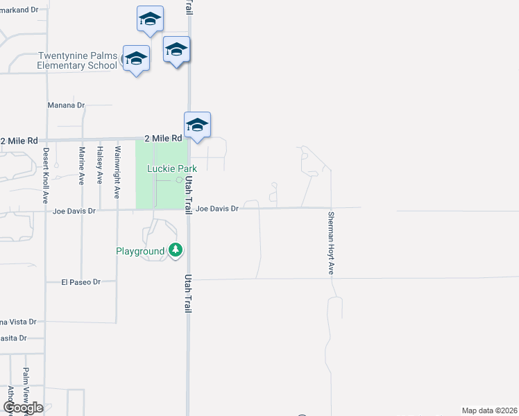 map of restaurants, bars, coffee shops, grocery stores, and more near 74710 Joe Davis Drive in Twentynine Palms