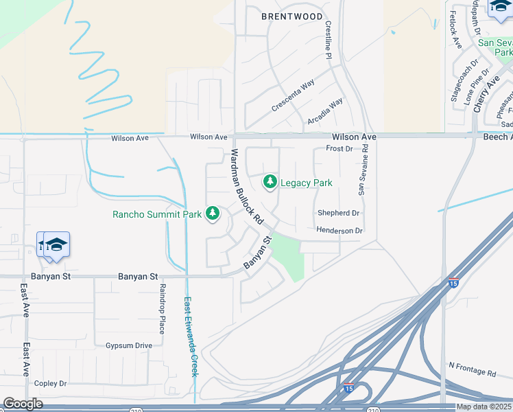 map of restaurants, bars, coffee shops, grocery stores, and more near 13859 Oak Leaf Way in Rancho Cucamonga