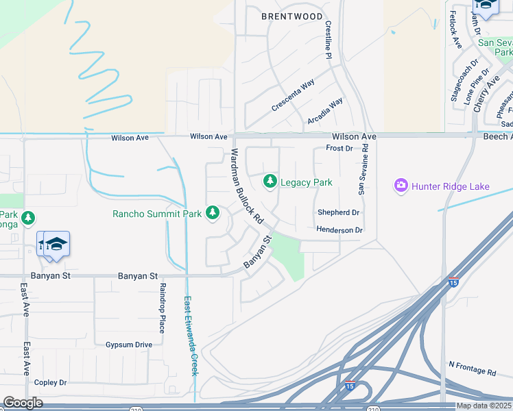 map of restaurants, bars, coffee shops, grocery stores, and more near 13859 Oak Leaf Way in Rancho Cucamonga