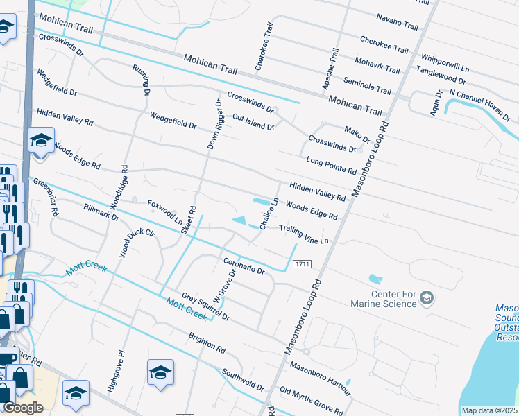 map of restaurants, bars, coffee shops, grocery stores, and more near 4803 Bouquet Court in Wilmington