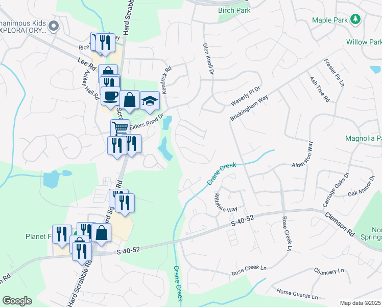 map of restaurants, bars, coffee shops, grocery stores, and more near 134 Elkhorn Lane in Columbia