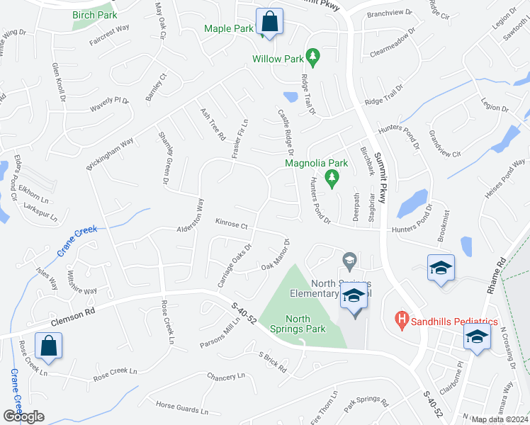 map of restaurants, bars, coffee shops, grocery stores, and more near 320 Carriage Oaks Drive in Columbia