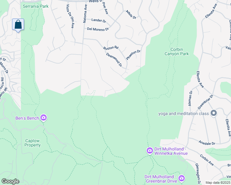 map of restaurants, bars, coffee shops, grocery stores, and more near 19900 Chapter Drive in Los Angeles