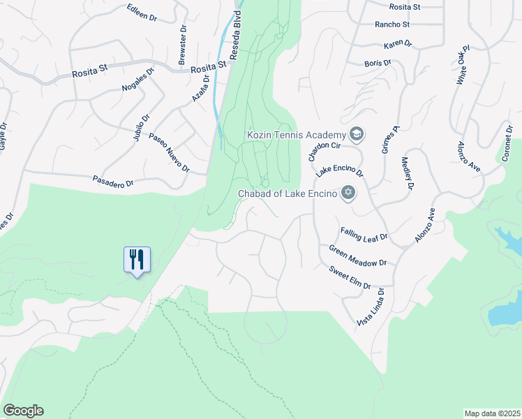 map of restaurants, bars, coffee shops, grocery stores, and more near 4158 Greenbrier Lane in Los Angeles