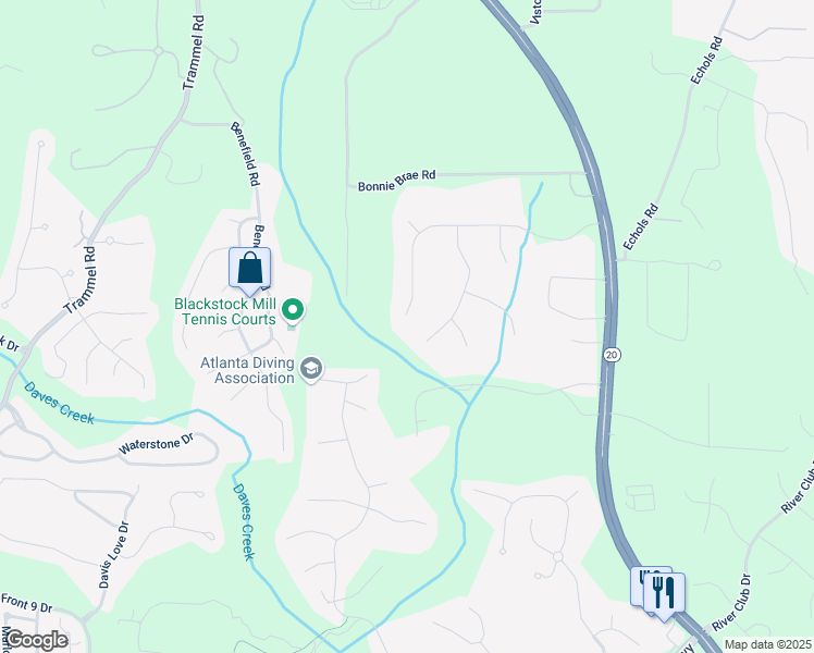 map of restaurants, bars, coffee shops, grocery stores, and more near 2815 Cambridge Hills Road in Cumming